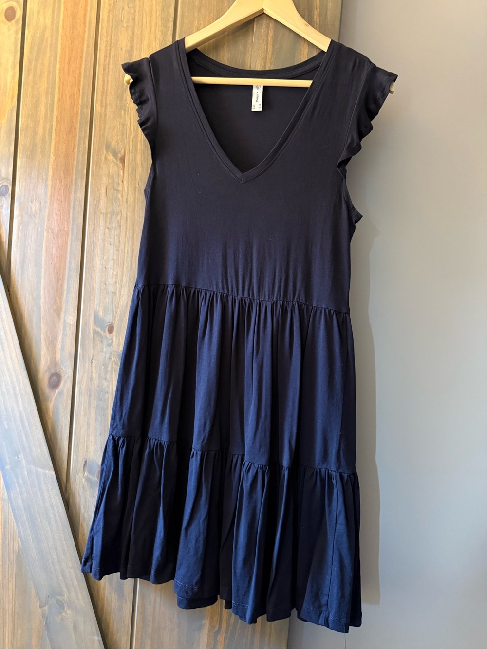 Only Navy Blue Tiered V-Neck Dress XS